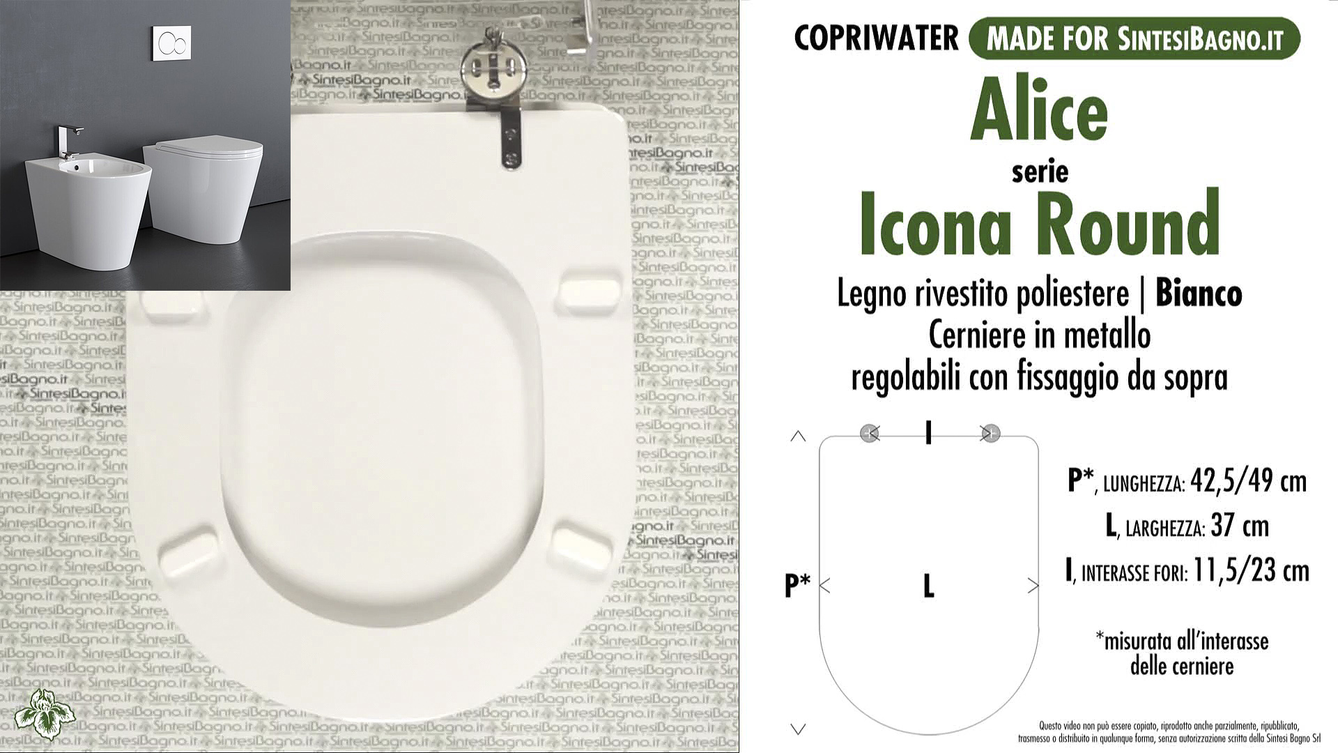 Ricambio COPRIWATER per vasi/WC marca ALICE