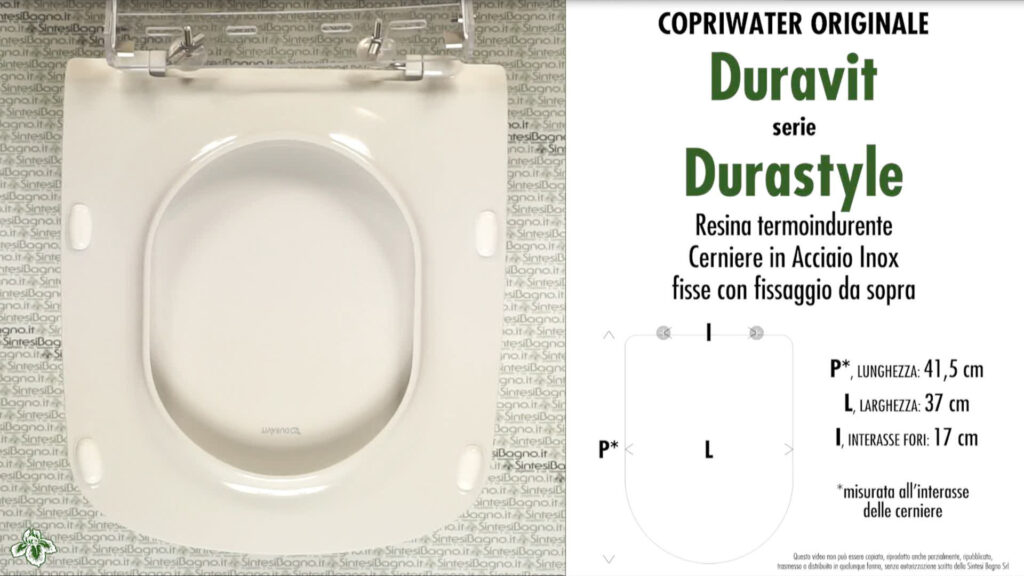  COPRIWATER per wc DURASTYLE. DURAVIT. Ricambio ORIGINALE. Duroplast
Codice Articolo
DUR0063710000
