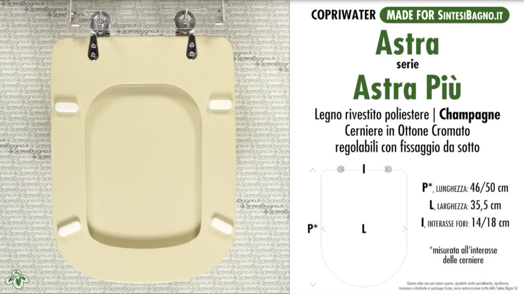 COPRIWATER per wc ASTRA PIU'. ASTRA. CHAMPAGNE. Ricambio DEDICATO