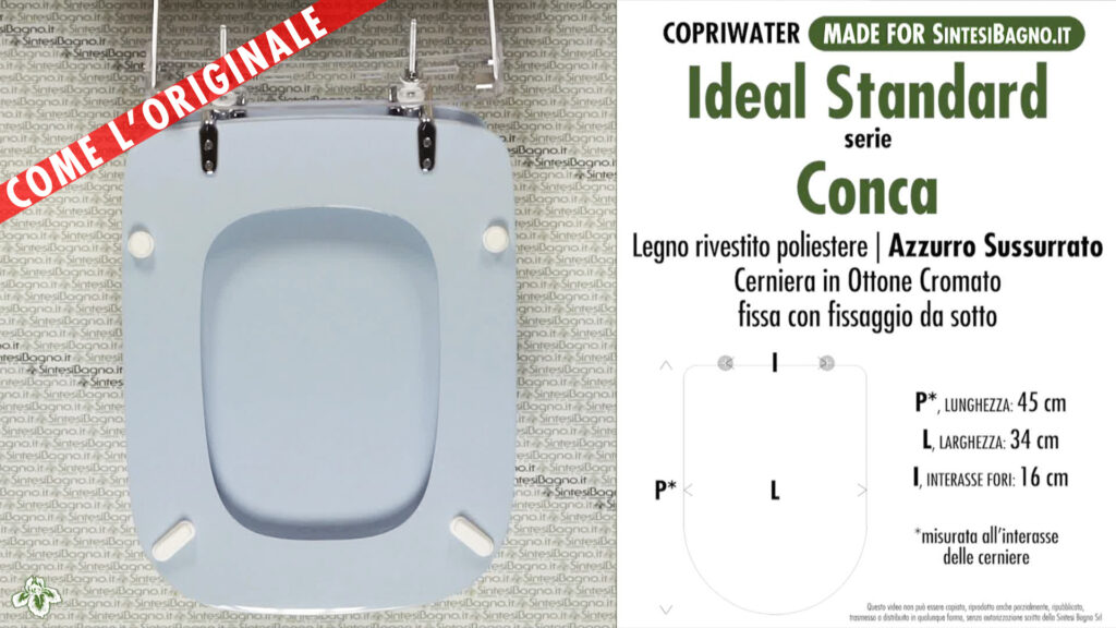 COPRIWATER per wc CONCA. IDEAL STANDARD. AZZURRO SUSSURRATO