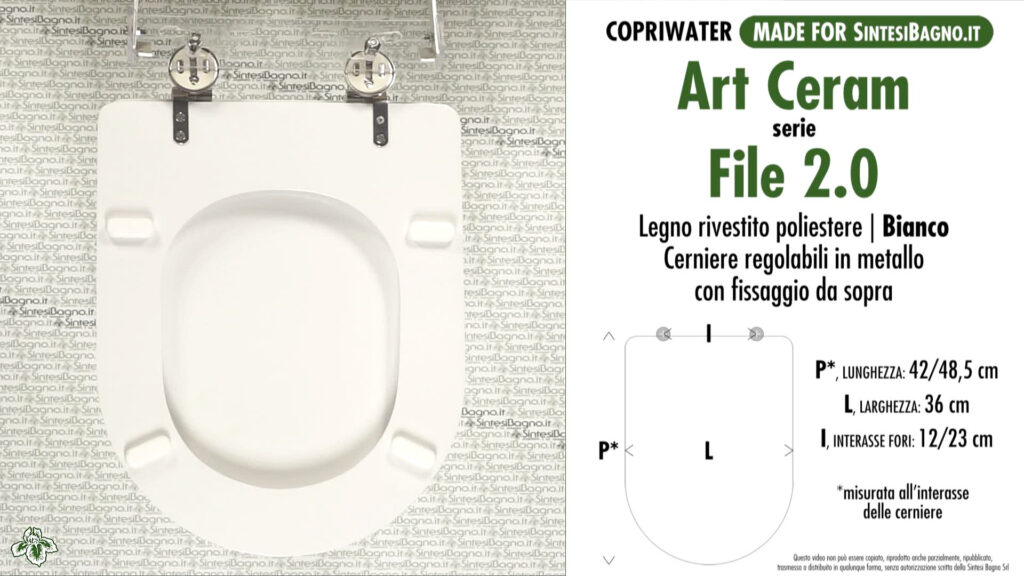 COPRIWATER per wc FILE 2.0. ART CERAM. Ricambio DEDICATO