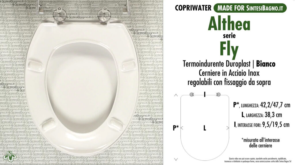 COPRIWATER per wc FLY. ALTHEA. Ricambio DEDICATO. Duroplast