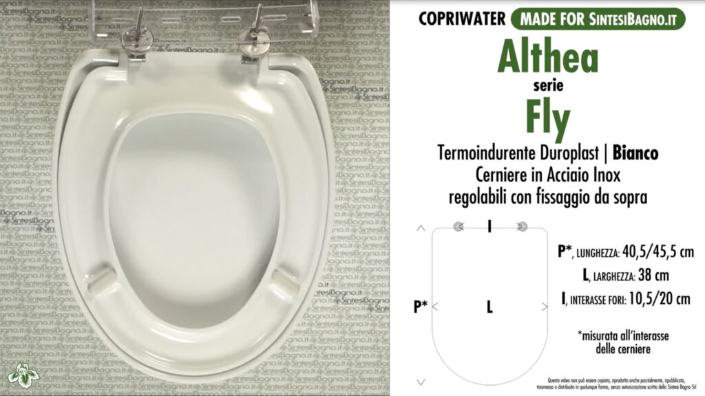 COPRIWATER per wc FLY. ALTHEA. Ricambio DEDICATO. Resina Plastica