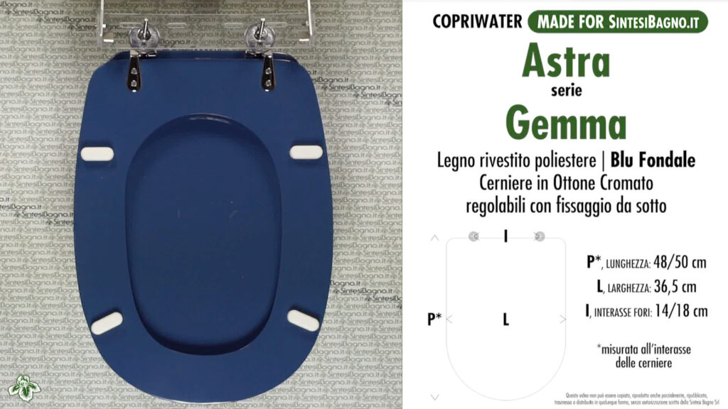 COPRIWATER per wc GEMMA. ASTRA. FONDALE