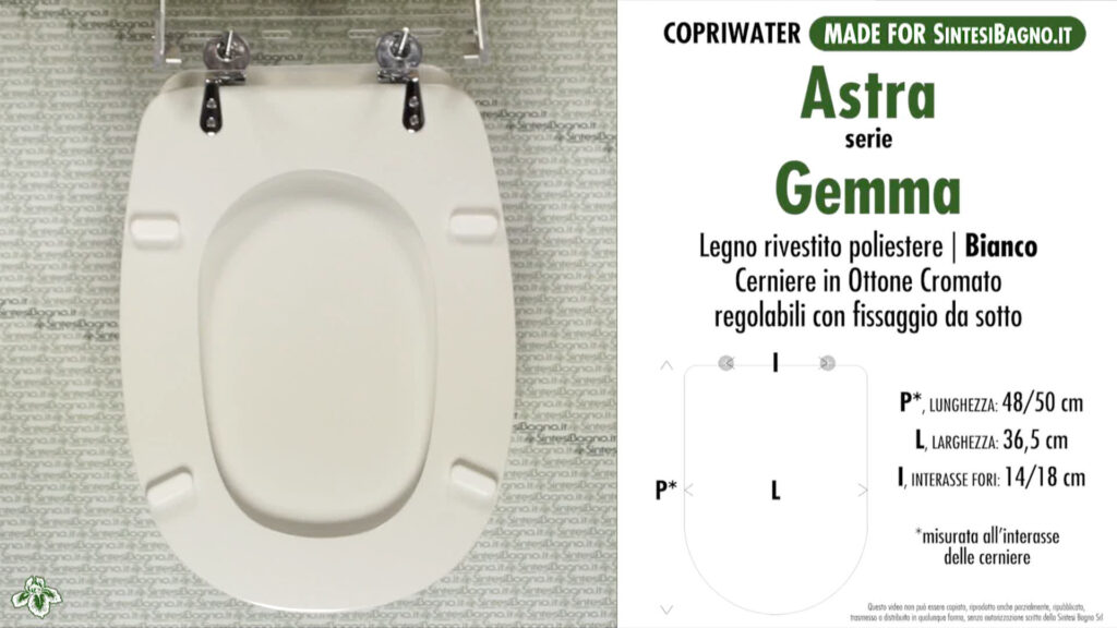 COPRIWATER per wc GEMMA. ASTRA. Ricambio DEDICATO