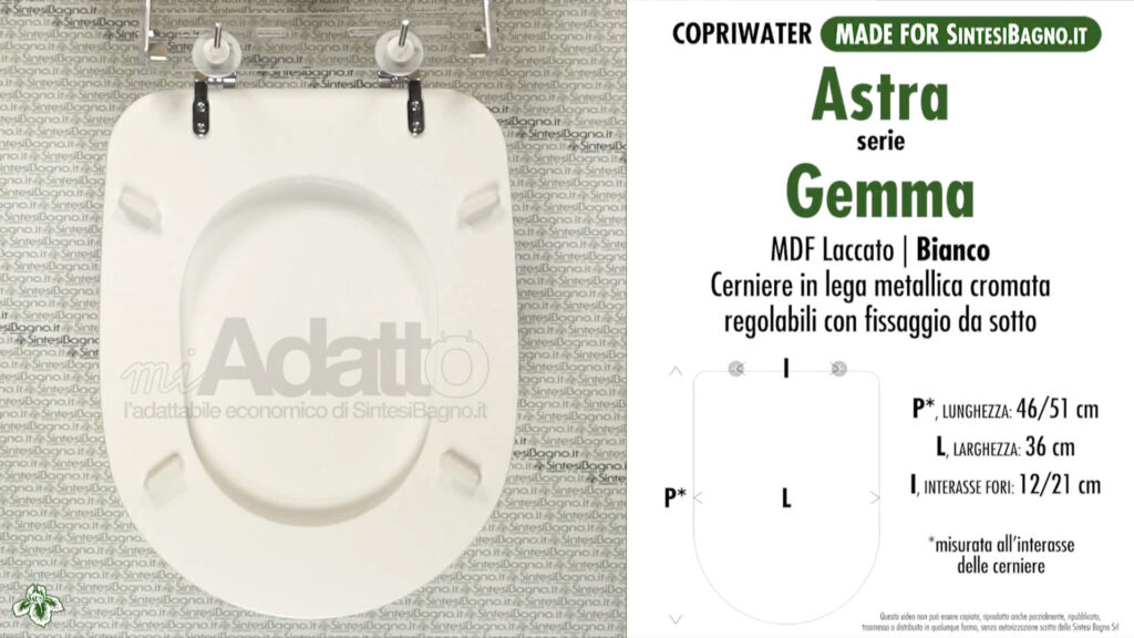 COPRIWATER per wc GEMMA. ASTRA. Tipo ADATTABILE. Prezzo Economico