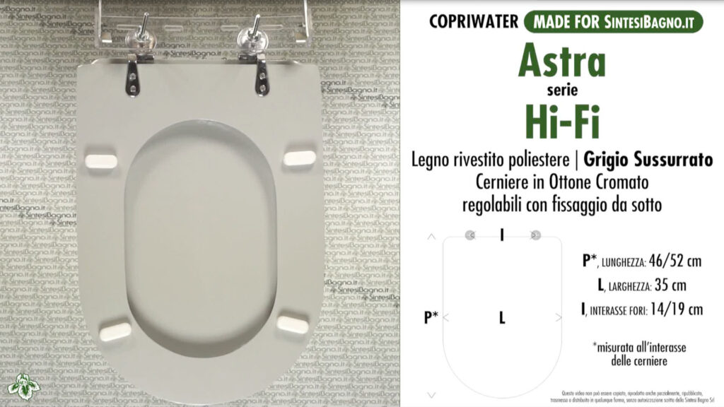 COPRIWATER per wc HI-FI. ASTRA. GRIGIO SUSSURRATO