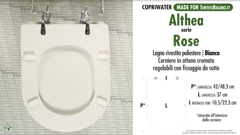 COPRIWATER per wc ROSE. ALTHEA. Ricambio DEDICATO