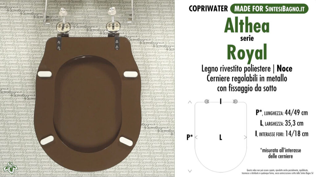 COPRIWATER per wc ROYAL. ALTHEA. NOCE. Ricambio DEDICATO