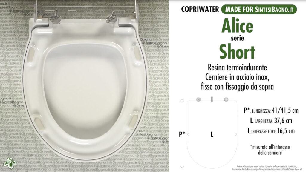 COPRIWATER per wc SHORT. ALICE. Ricambio DEDICATO