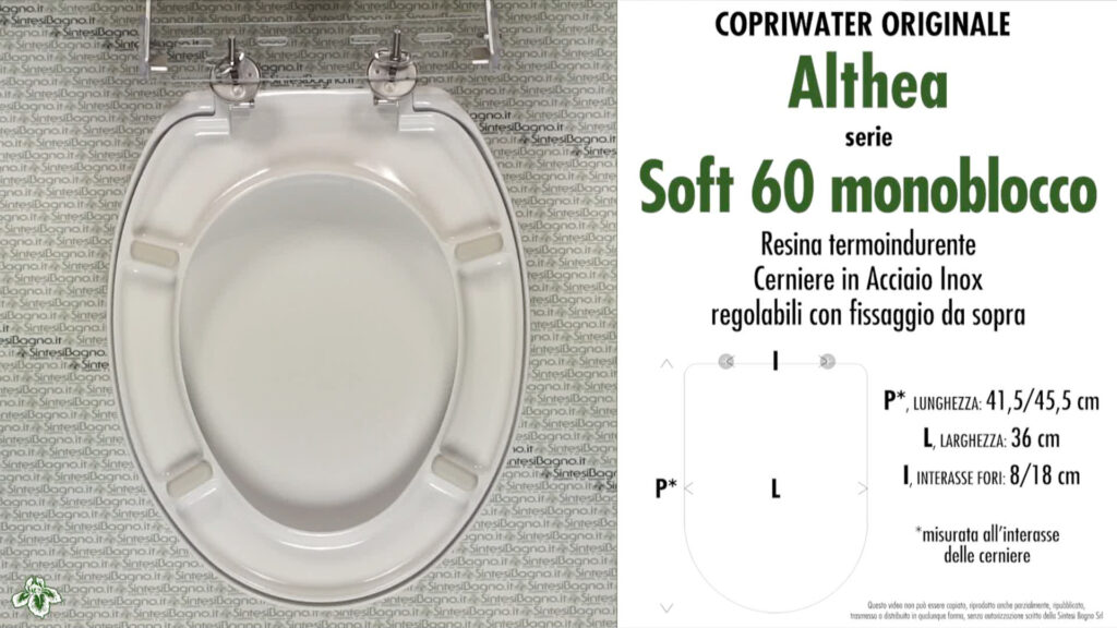 COPRIWATER per wc SOFT 60 MONOBLOCCO. ALTHEA. Ricambio ORIGINALE