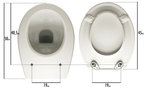 Positionnement de l’abattant Zero light PLUS sur la cuvette des toilettes