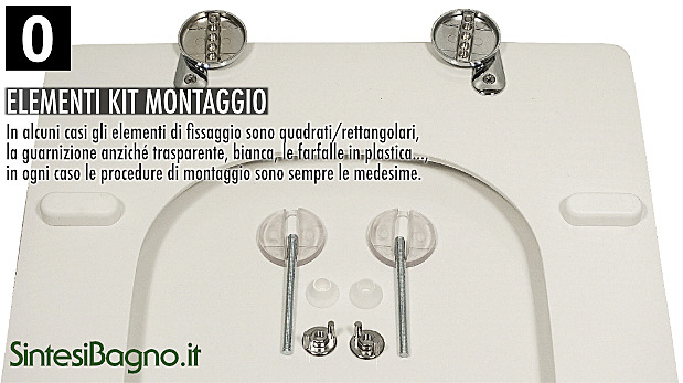 Montaggio copriwater. Cerniere regolabili fissaggio da sotto