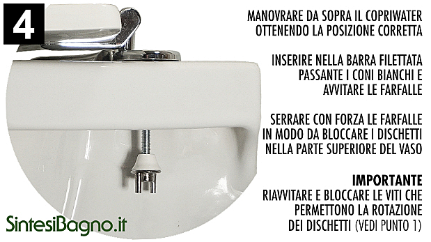 Montaggio copriwater. Cerniere regolabili fissaggio da sotto